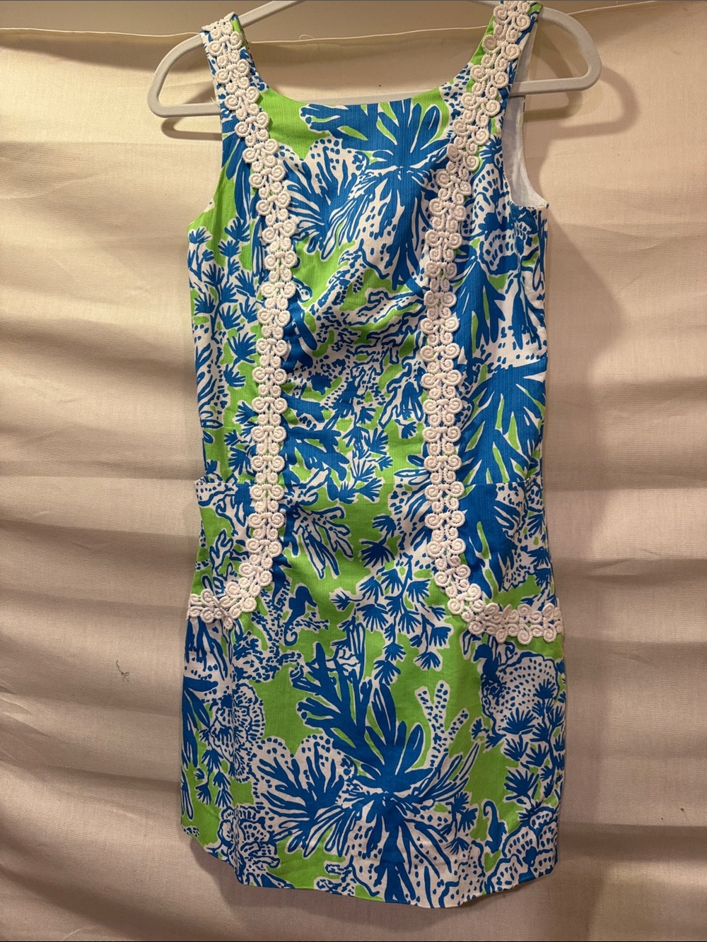 Lilly Pulitzer Blue, Green & White Floral Shift Dress size 4